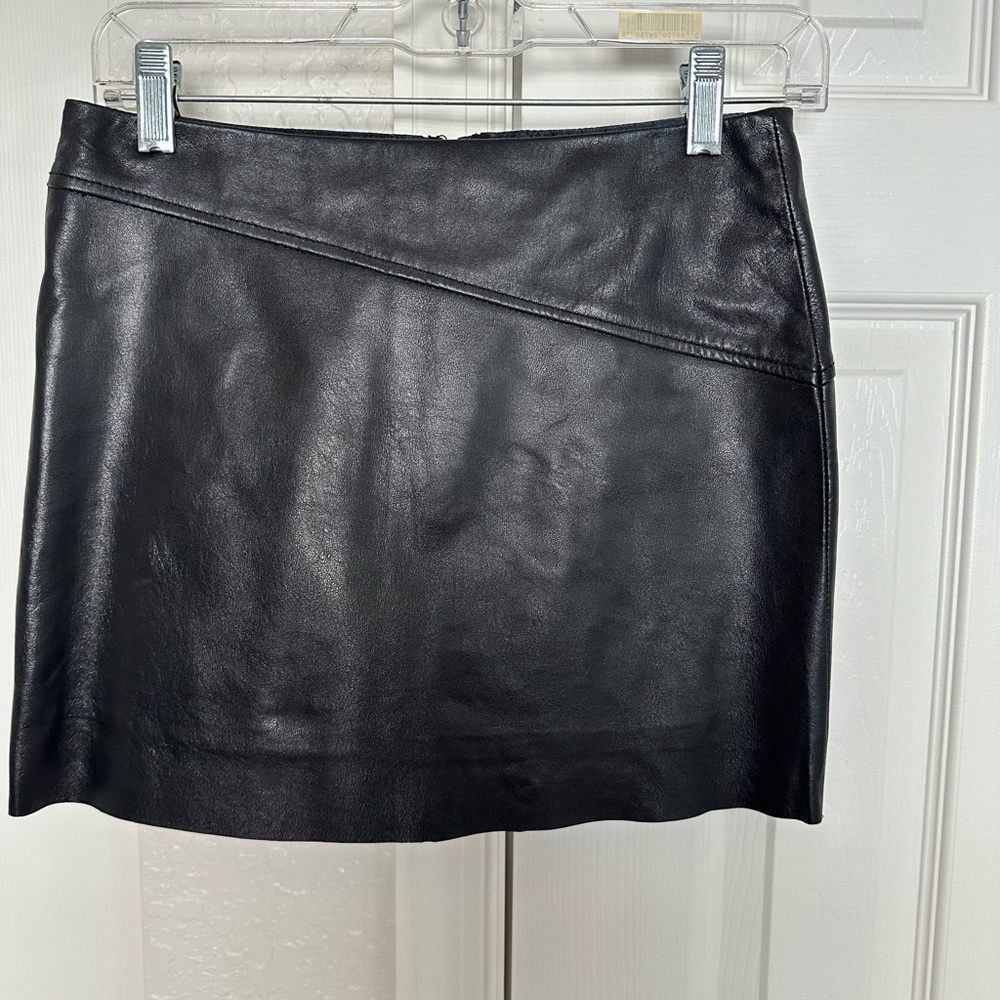 BCBG Black Leather Mini Skirt Size 0